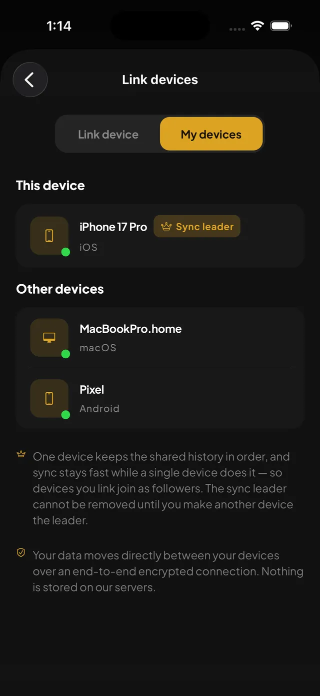 Linked Devices — iOS