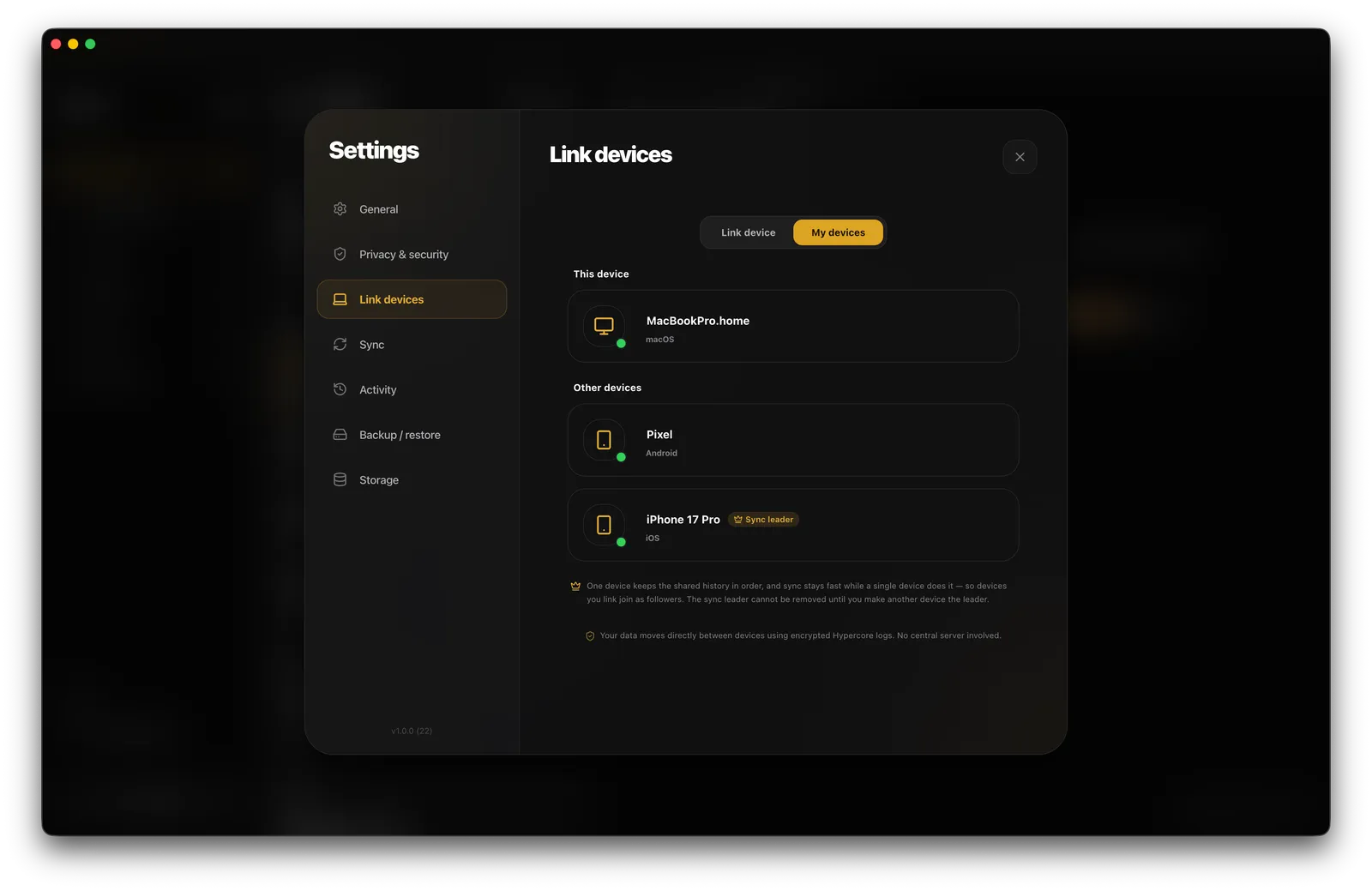 Linked Devices — Desktop