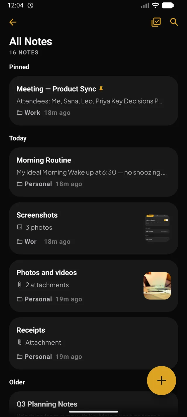 Notes List — Android