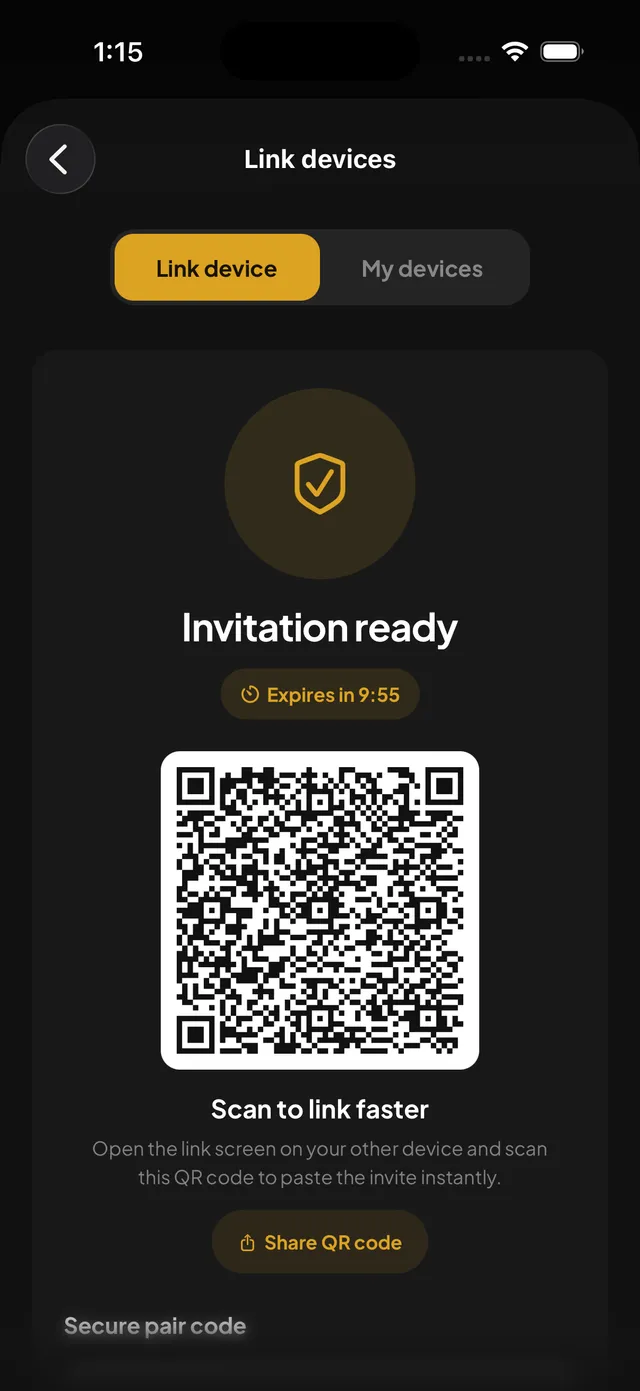 P2P Device Sync — iOS