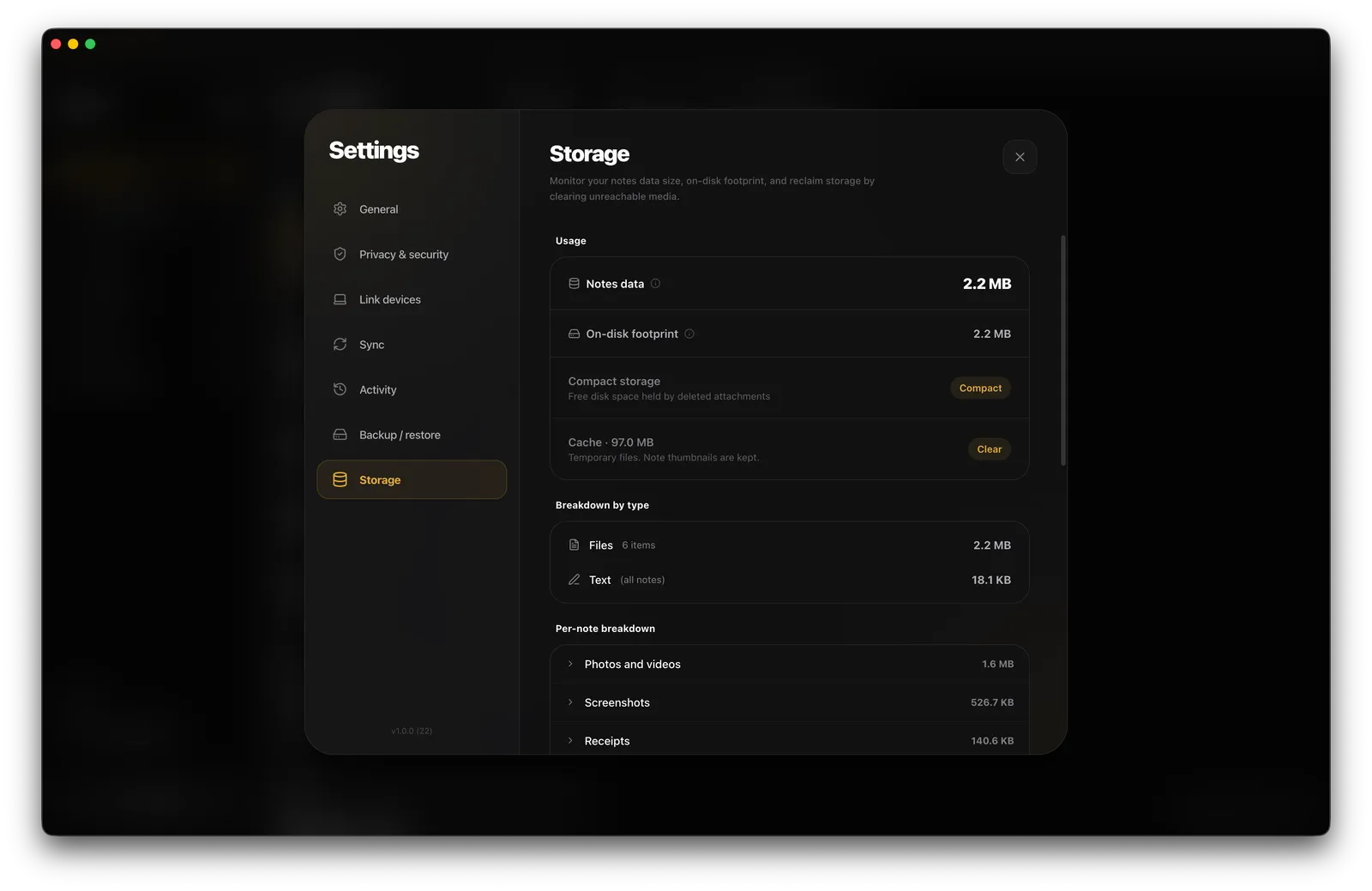 Storage Analytics — Desktop